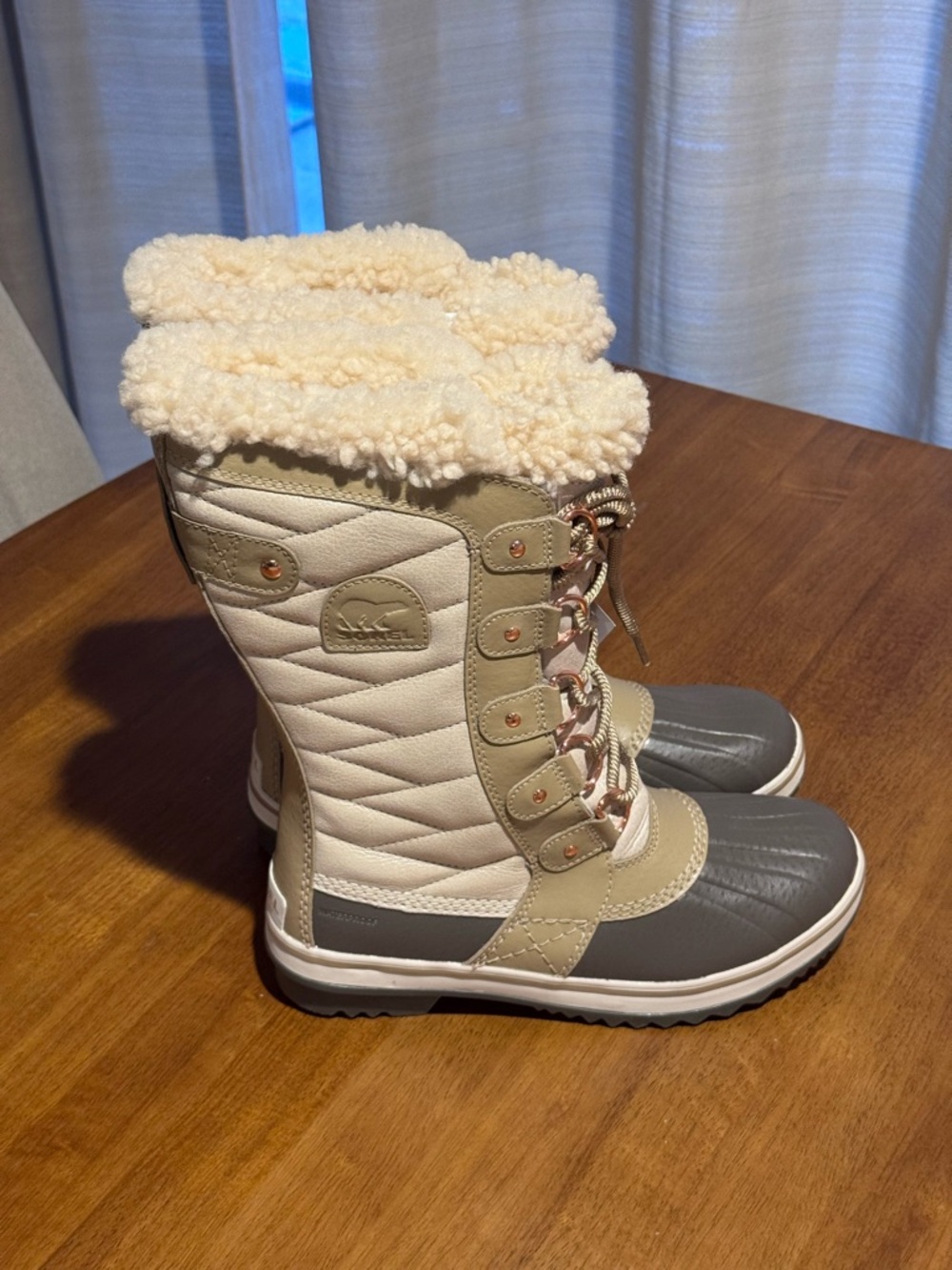 Women's Winter Snow Boots Shearling Cuffed - Beige & Taupe